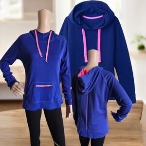 Vintage 💙🩷 Jo & Co Jeans Women's Royal Blue Fleece Hooded Sweatshirt